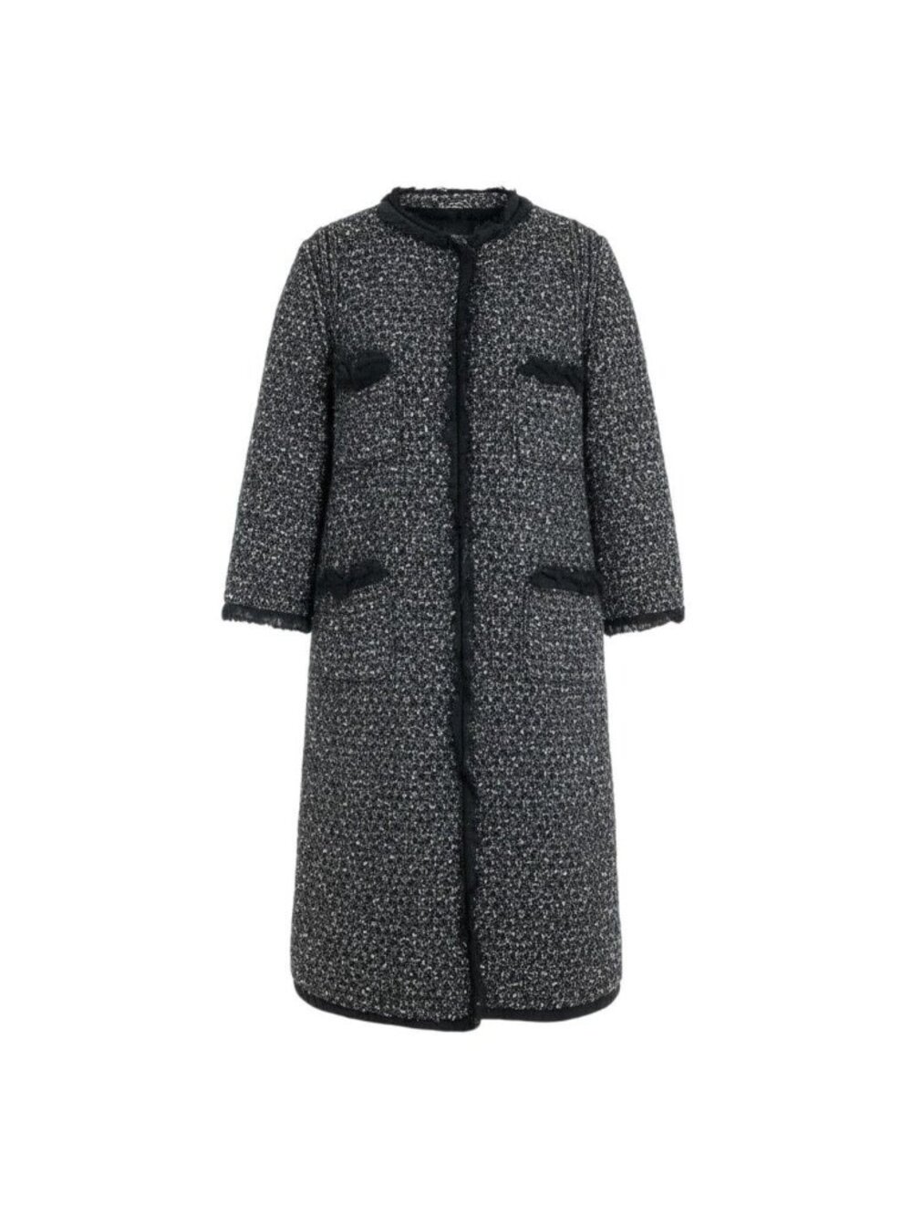 Dolce & Gabbana Tweed Collarless Coat Black